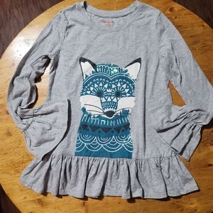 Cat & Jack Girls L (10/12) Long Sleeves Animal Graphic on Front and Back pleated